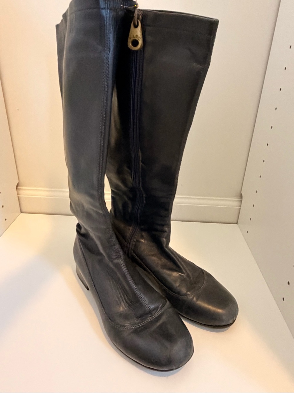 Marc Jacobs Black Leather Knee Boots with Side Zip